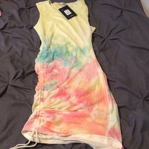 Ruched tie dye dress